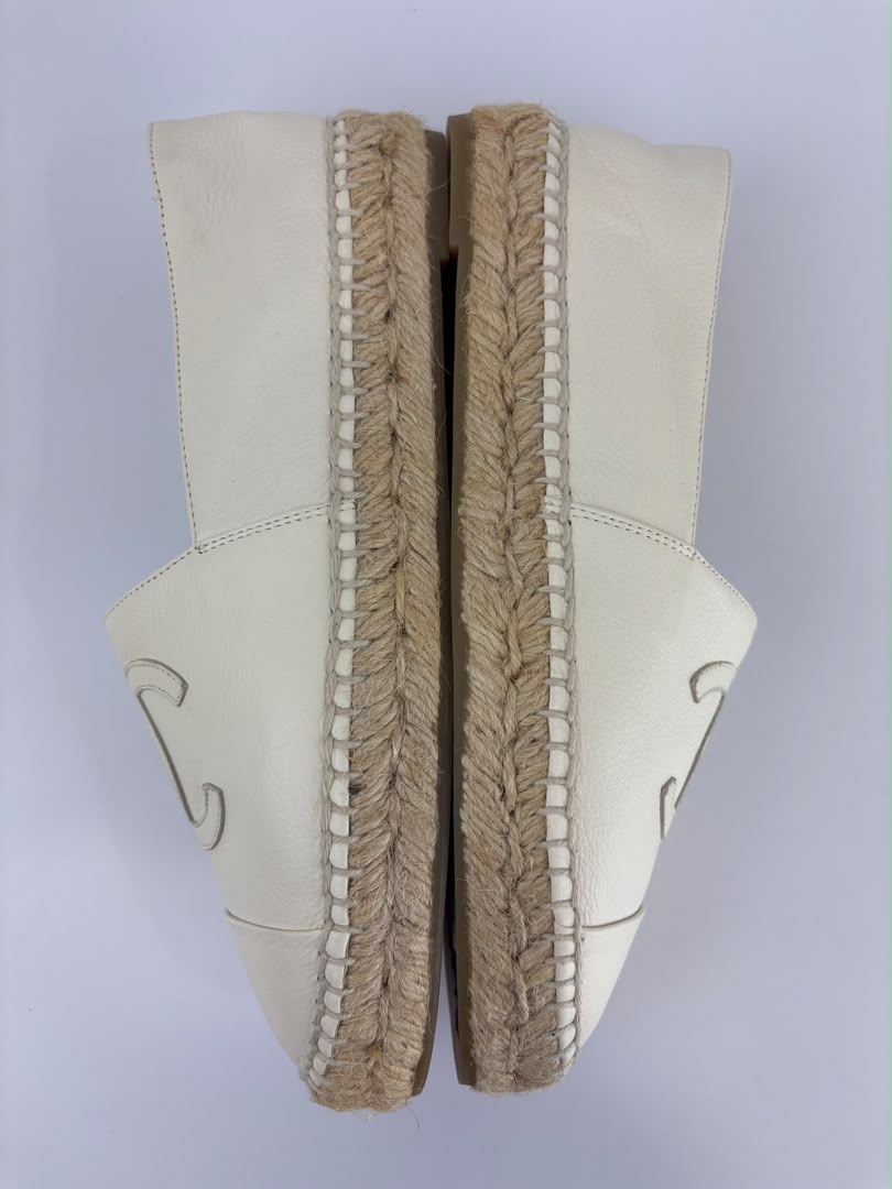 Espadrilles in White Lambskin Size 39