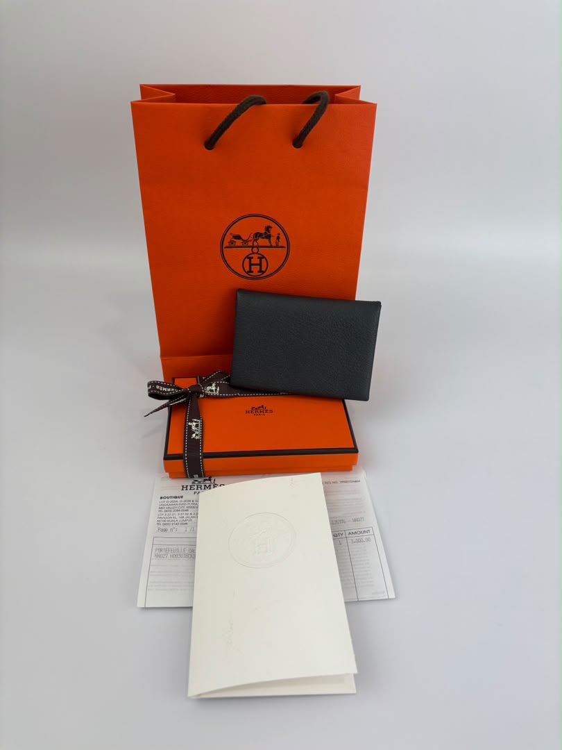 Calvi Duo Card Holder Chevre Mysore Gris Misty / Noir