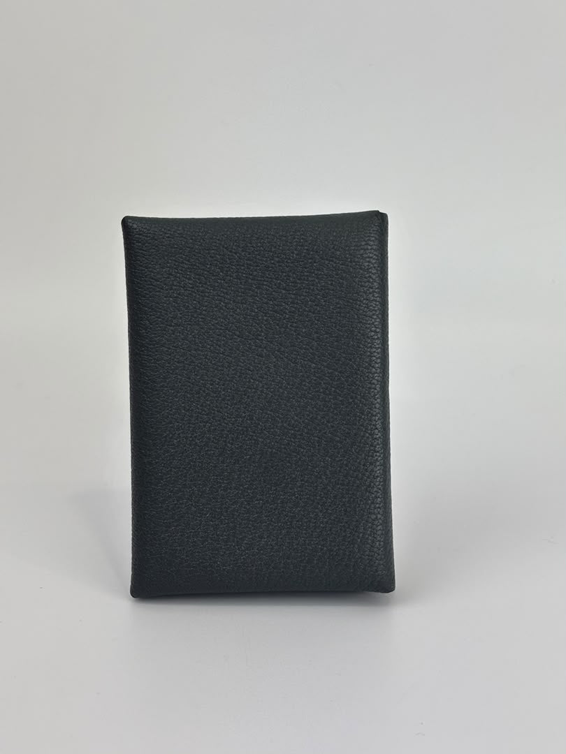 Calvi Duo Card Holder Chevre Mysore Gris Misty / Noir