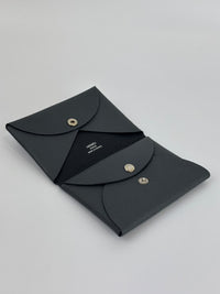 Calvi Duo Card Holder Chevre Mysore Gris Misty / Noir