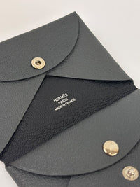 Calvi Duo Card Holder Chevre Mysore Gris Misty / Noir