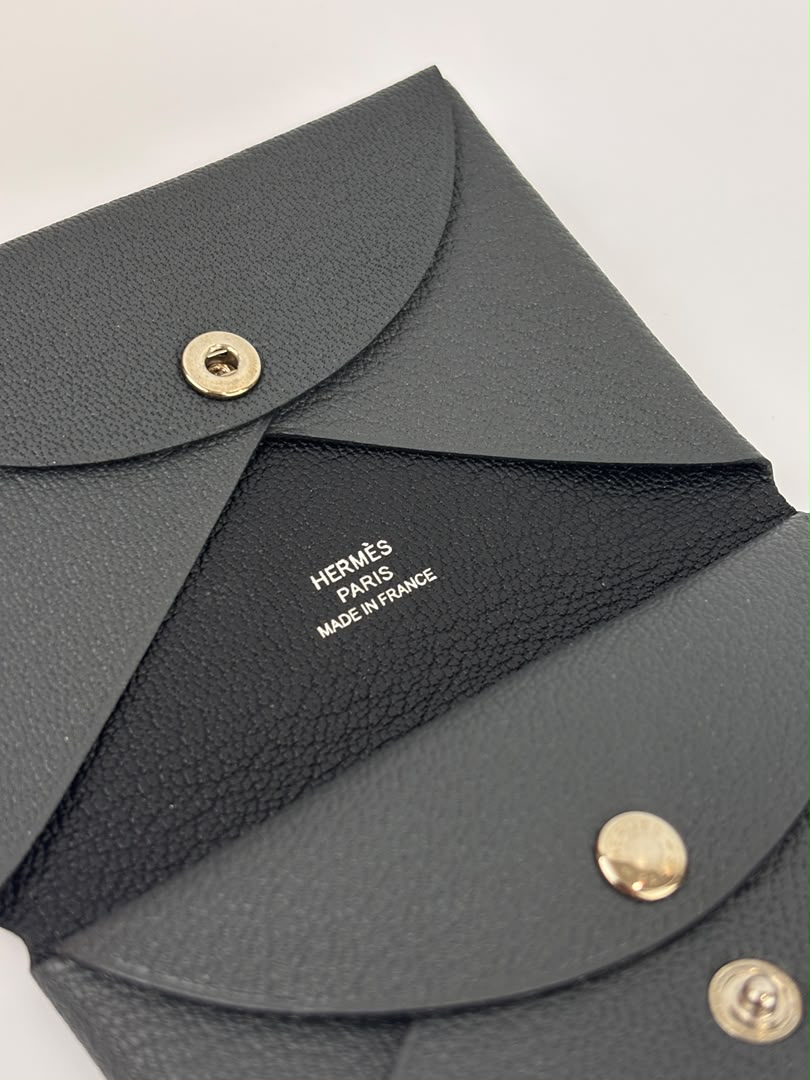 Calvi Duo Card Holder Chevre Mysore Gris Misty / Noir