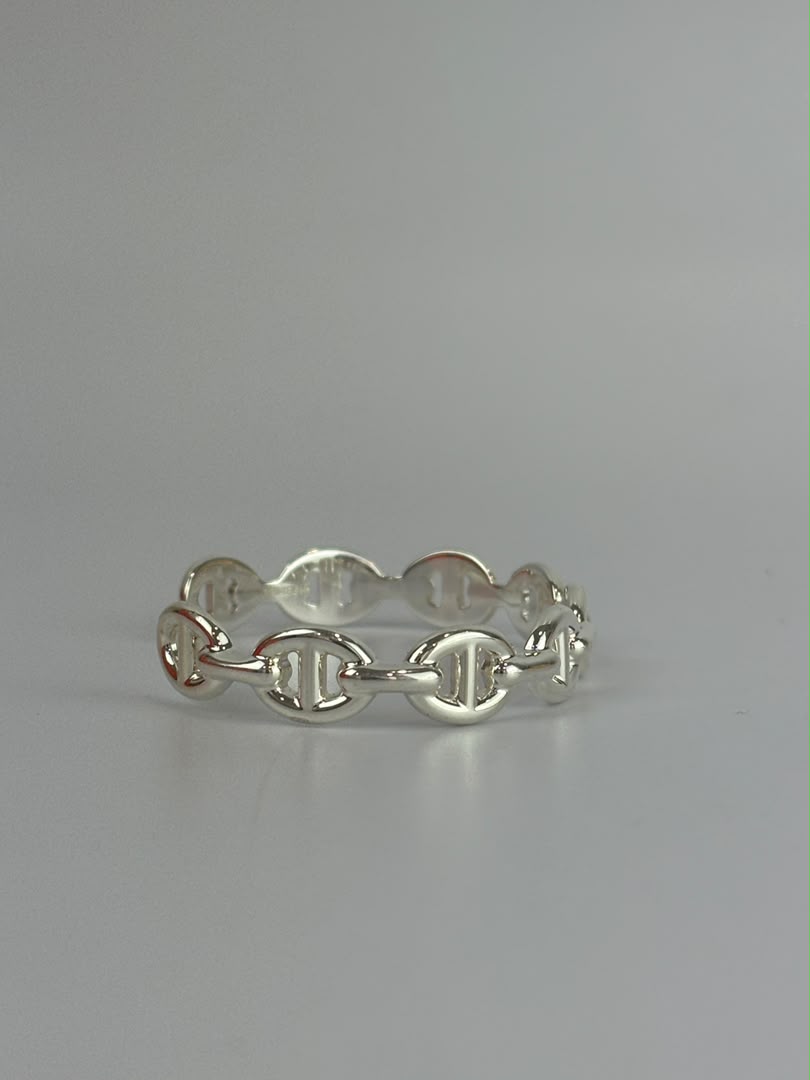 Medium Model Chaîne d'Ancre Enchaînée Bracelet Silver Size SH