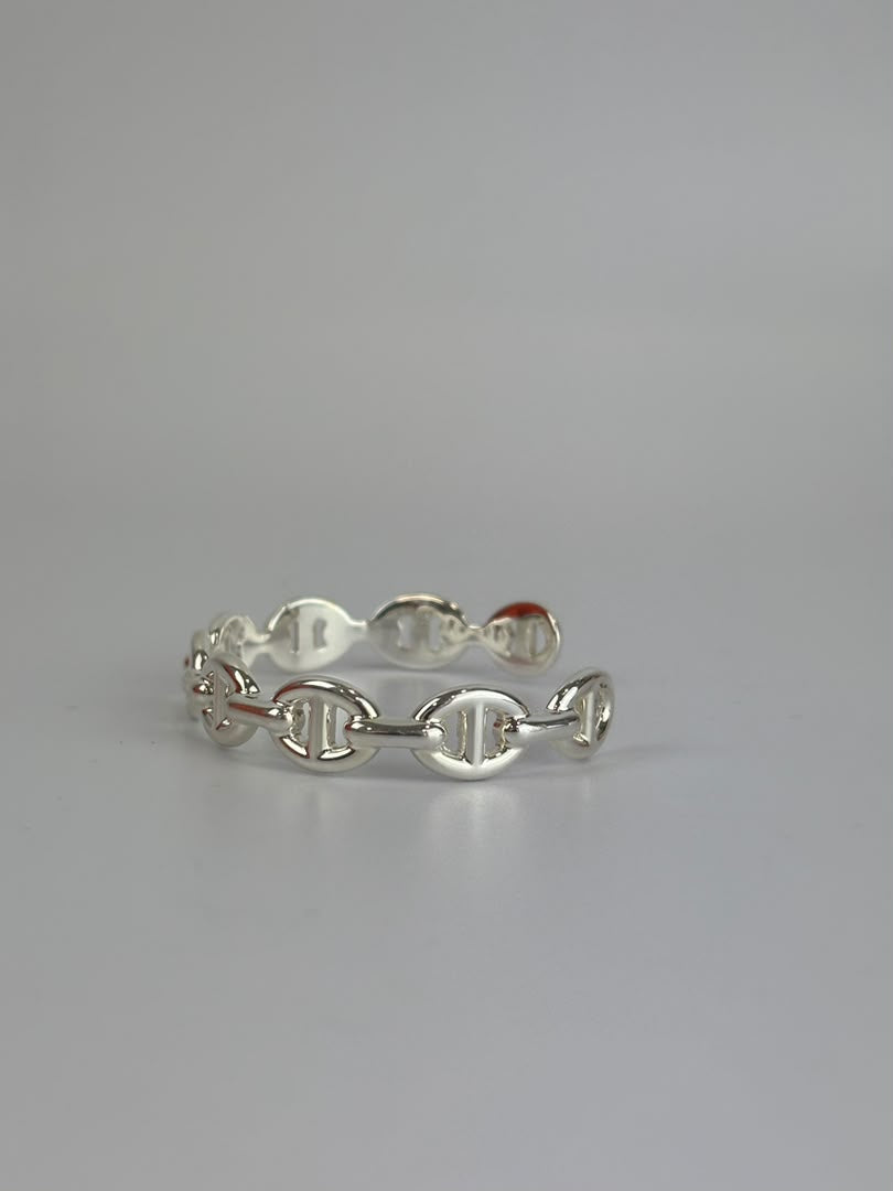 Medium Model Chaîne d'Ancre Enchaînée Bracelet Silver Size SH