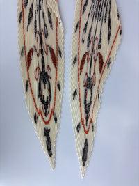 Cream White Multicolor Printed Silk Plisse Scarf 90cm
