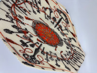 Cream White Multicolor Printed Silk Plisse Scarf 90cm