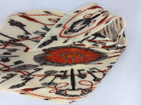 Cream White Multicolor Printed Silk Plisse Scarf 90cm