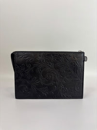 Barocco Black Calf Leather Clutch