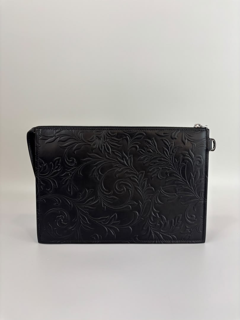 Barocco Black Calf Leather Clutch