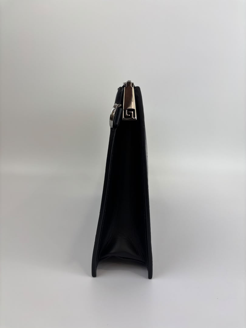 Barocco Black Calf Leather Clutch