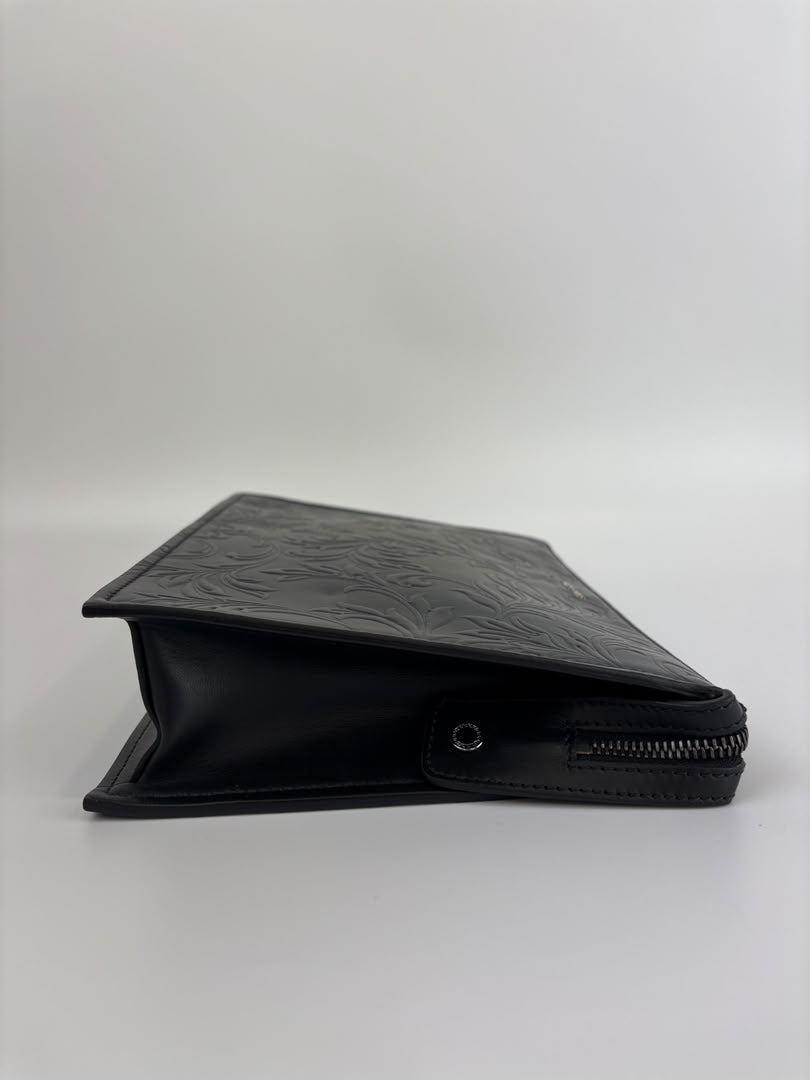 Barocco Black Calf Leather Clutch
