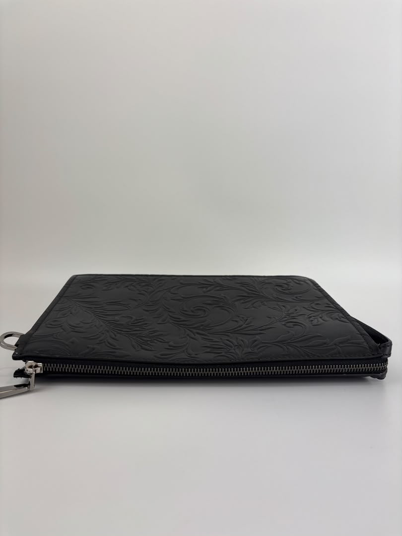 Barocco Black Calf Leather Clutch