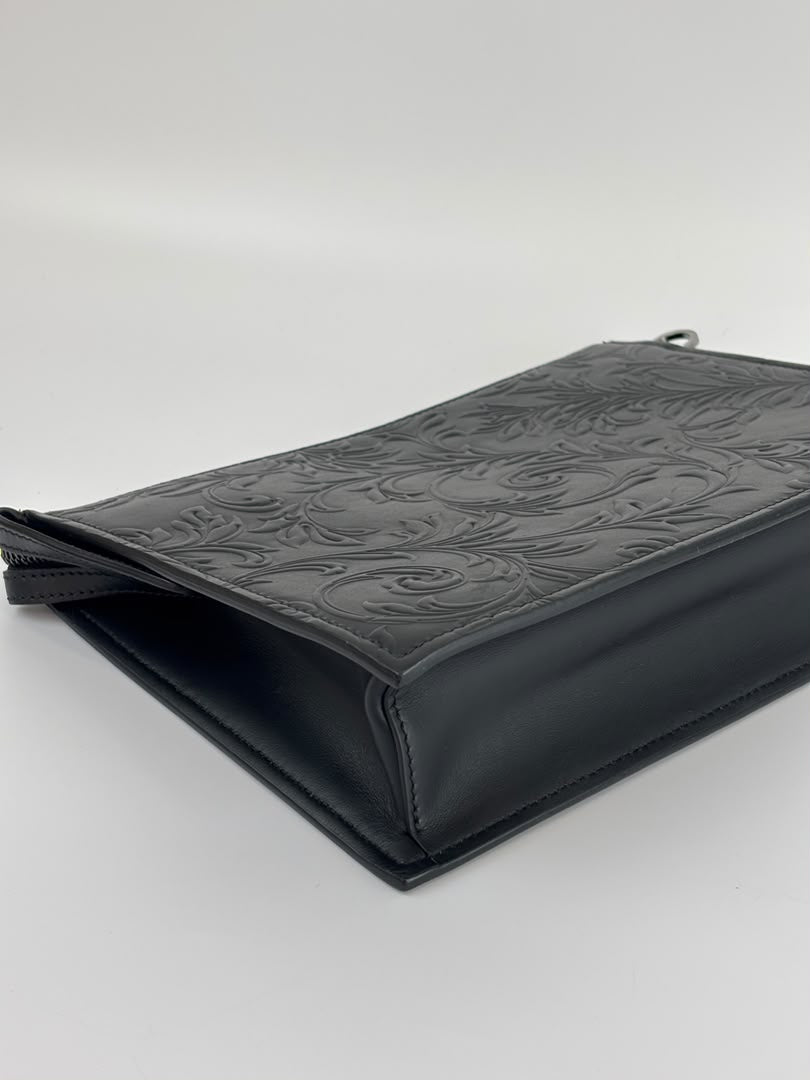 Barocco Black Calf Leather Clutch