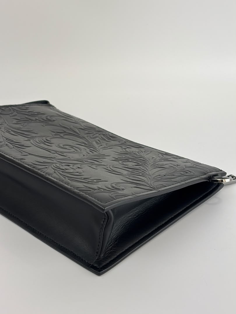 Barocco Black Calf Leather Clutch