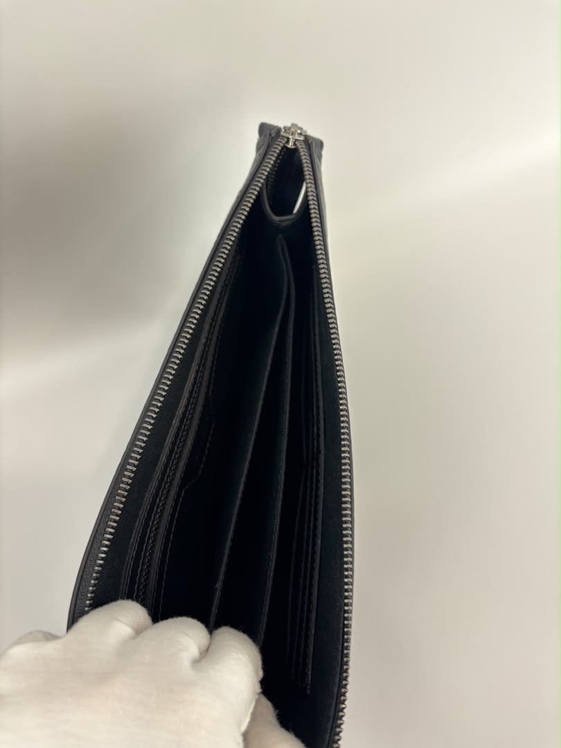 Barocco Black Calf Leather Clutch