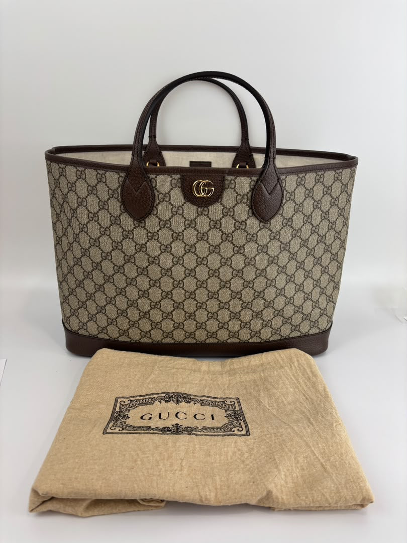 Medium Ophidia GG Supreme Monogram Tote Beige Ebony