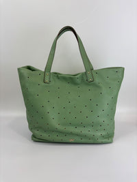 Tote in Mint Green Perforated Leather