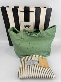 Tote in Mint Green Perforated Leather