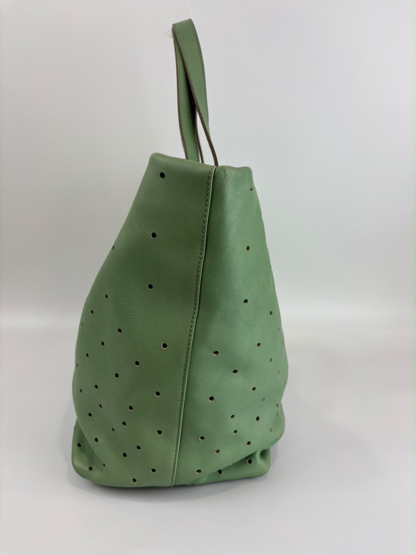 Tote in Mint Green Perforated Leather