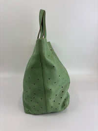 Tote in Mint Green Perforated Leather