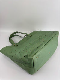 Tote in Mint Green Perforated Leather