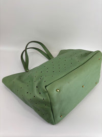 Tote in Mint Green Perforated Leather