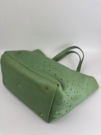 Tote in Mint Green Perforated Leather