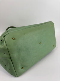 Tote in Mint Green Perforated Leather