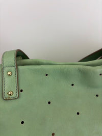 Tote in Mint Green Perforated Leather