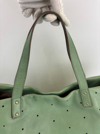 Tote in Mint Green Perforated Leather