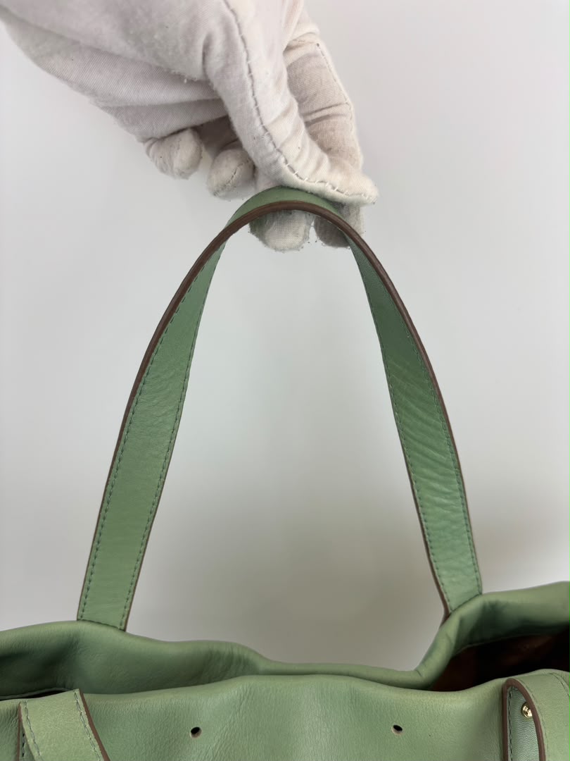 Tote in Mint Green Perforated Leather