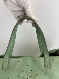 Tote in Mint Green Perforated Leather