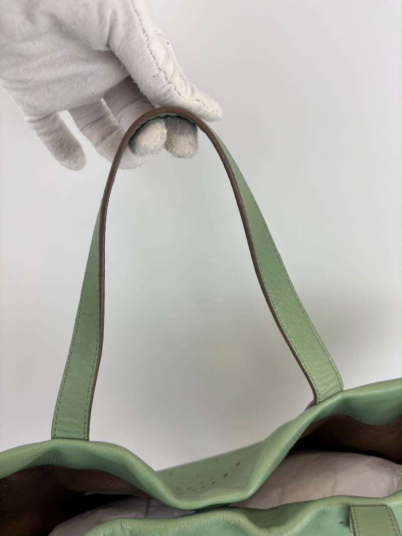 Tote in Mint Green Perforated Leather