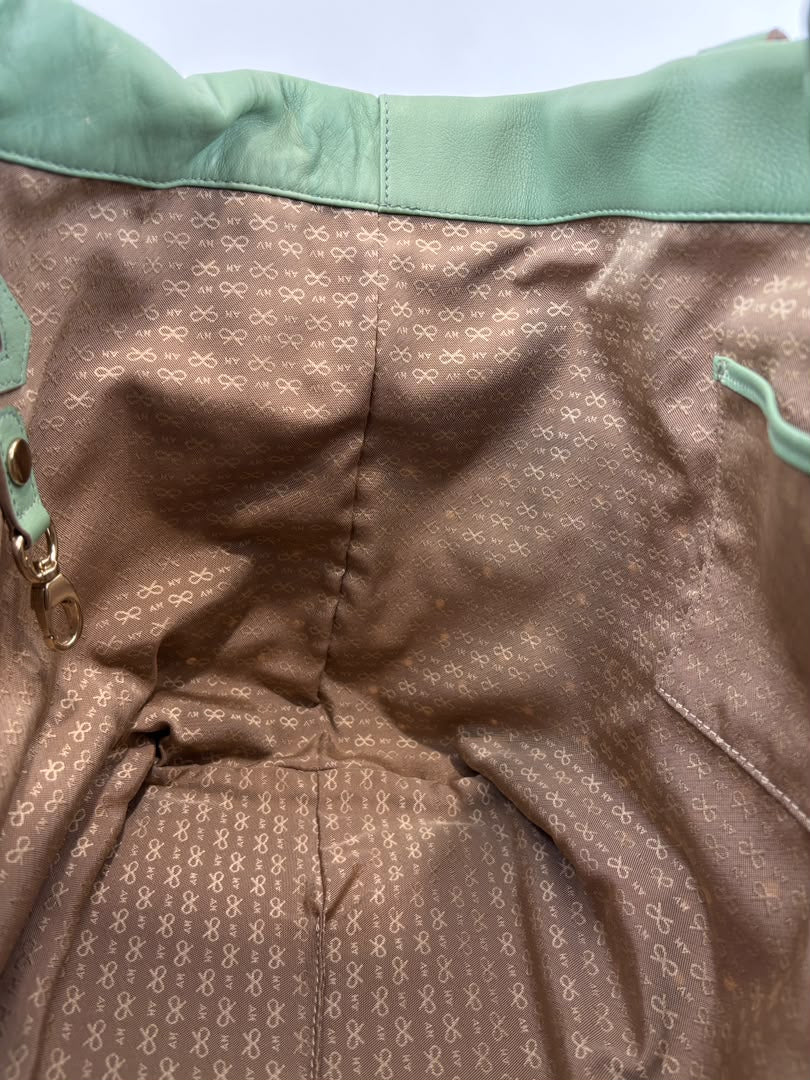Tote in Mint Green Perforated Leather