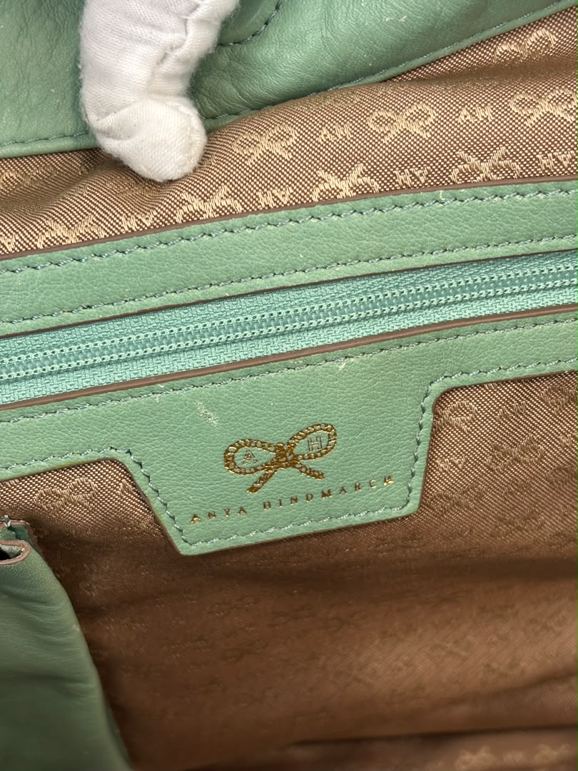 Tote in Mint Green Perforated Leather