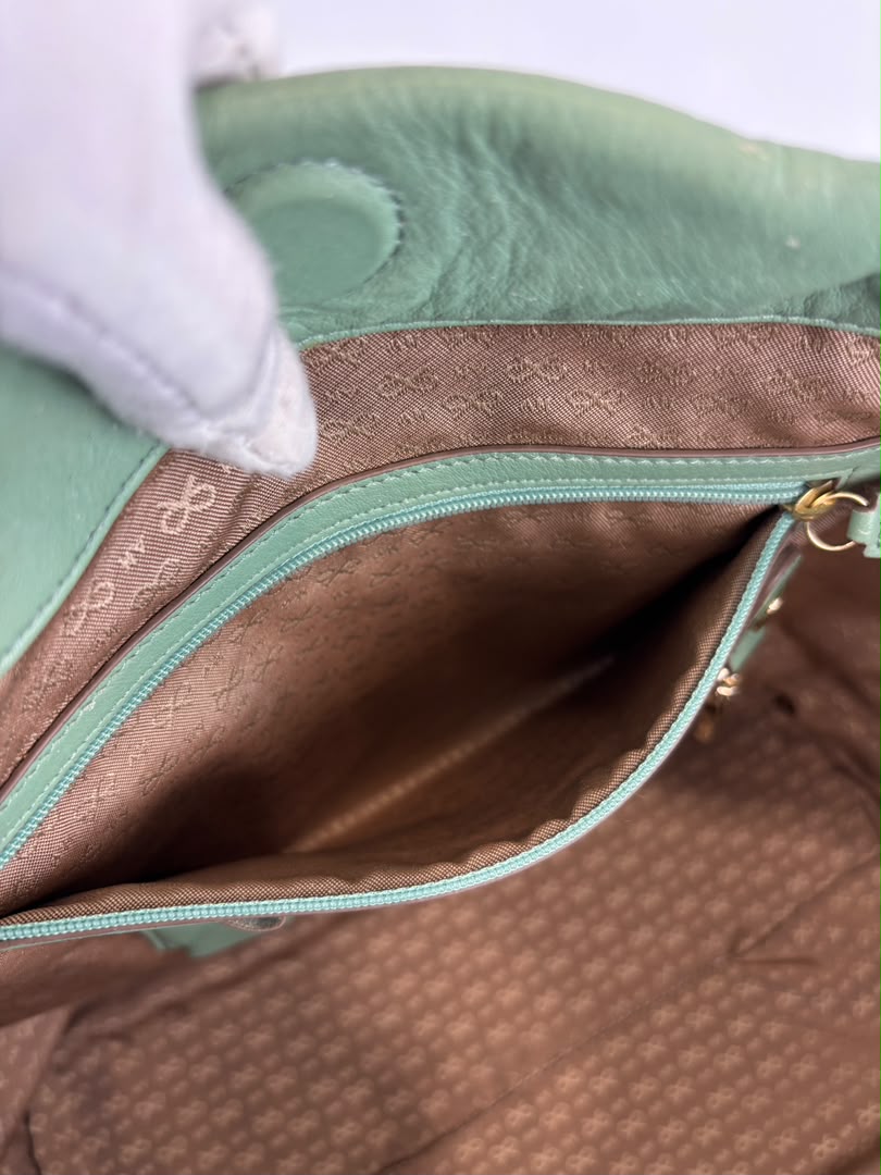 Tote in Mint Green Perforated Leather
