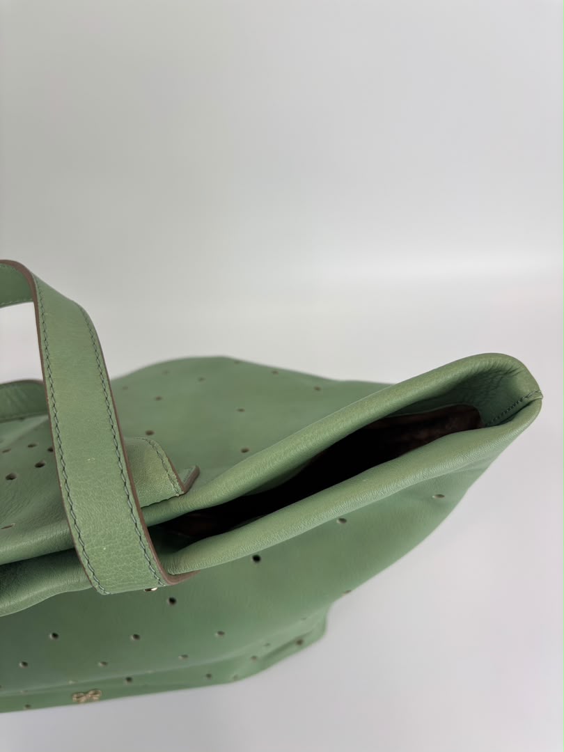 Tote in Mint Green Perforated Leather