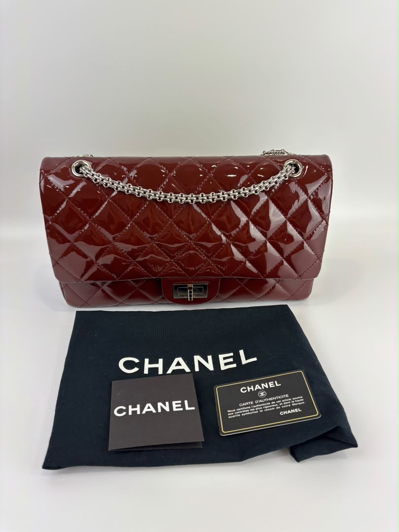 2.55 Reissue 227 Quilted Patent Leather in Burgundy SHW