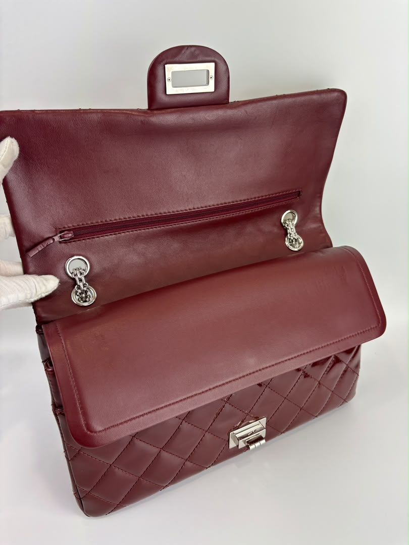 2.55 Reissue 227 Quilted Patent Leather in Burgundy SHW