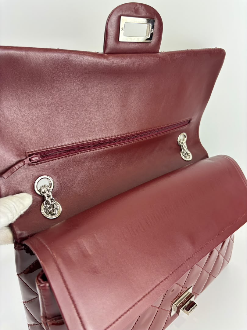 2.55 Reissue 227 Quilted Patent Leather in Burgundy SHW