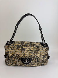 Watercolor Clover Painted Tweed Belted CC Medium Flap Bag SHW