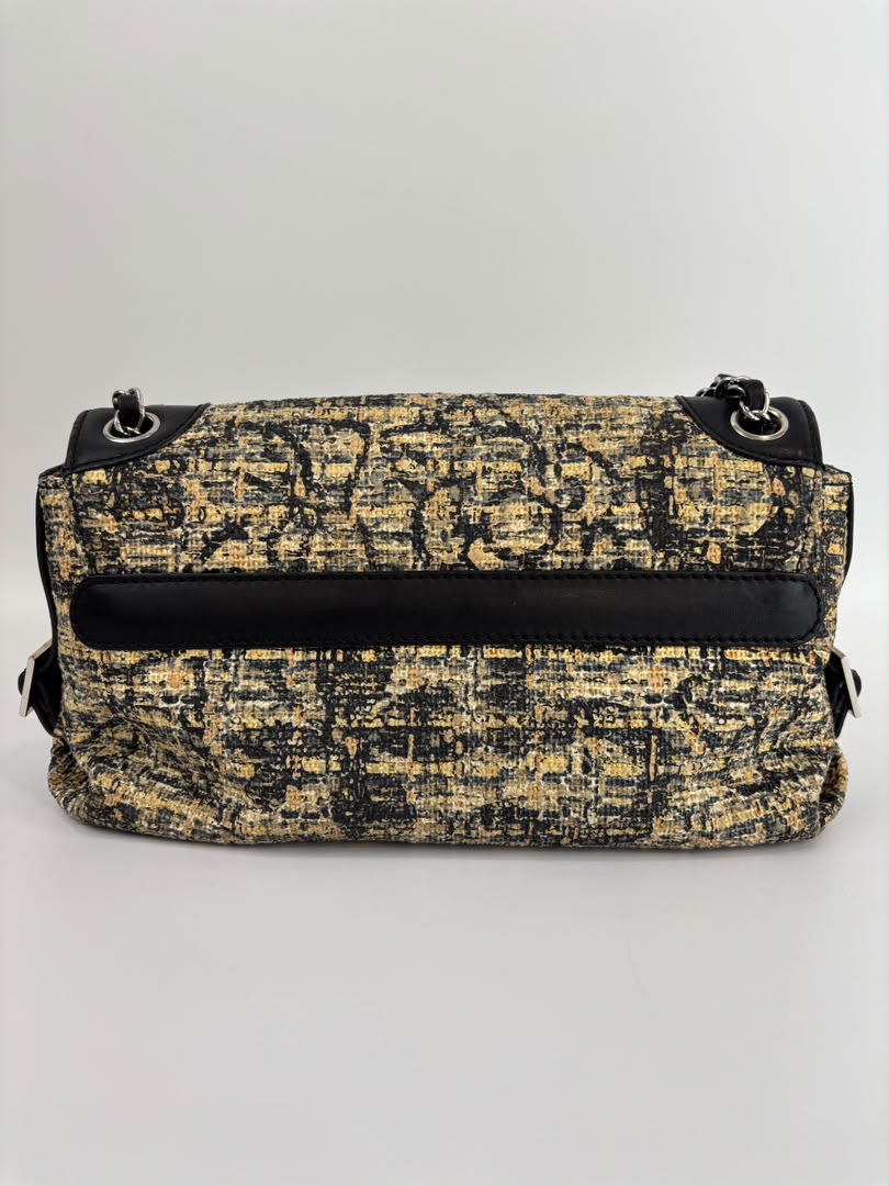 Watercolor Clover Painted Tweed Belted CC Medium Flap Bag SHW