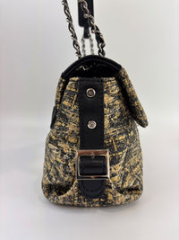 Watercolor Clover Painted Tweed Belted CC Medium Flap Bag SHW