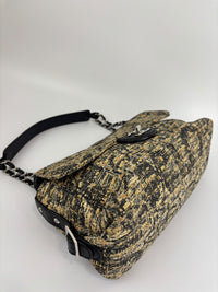 Watercolor Clover Painted Tweed Belted CC Medium Flap Bag SHW