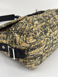 Watercolor Clover Painted Tweed Belted CC Medium Flap Bag SHW