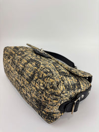 Watercolor Clover Painted Tweed Belted CC Medium Flap Bag SHW