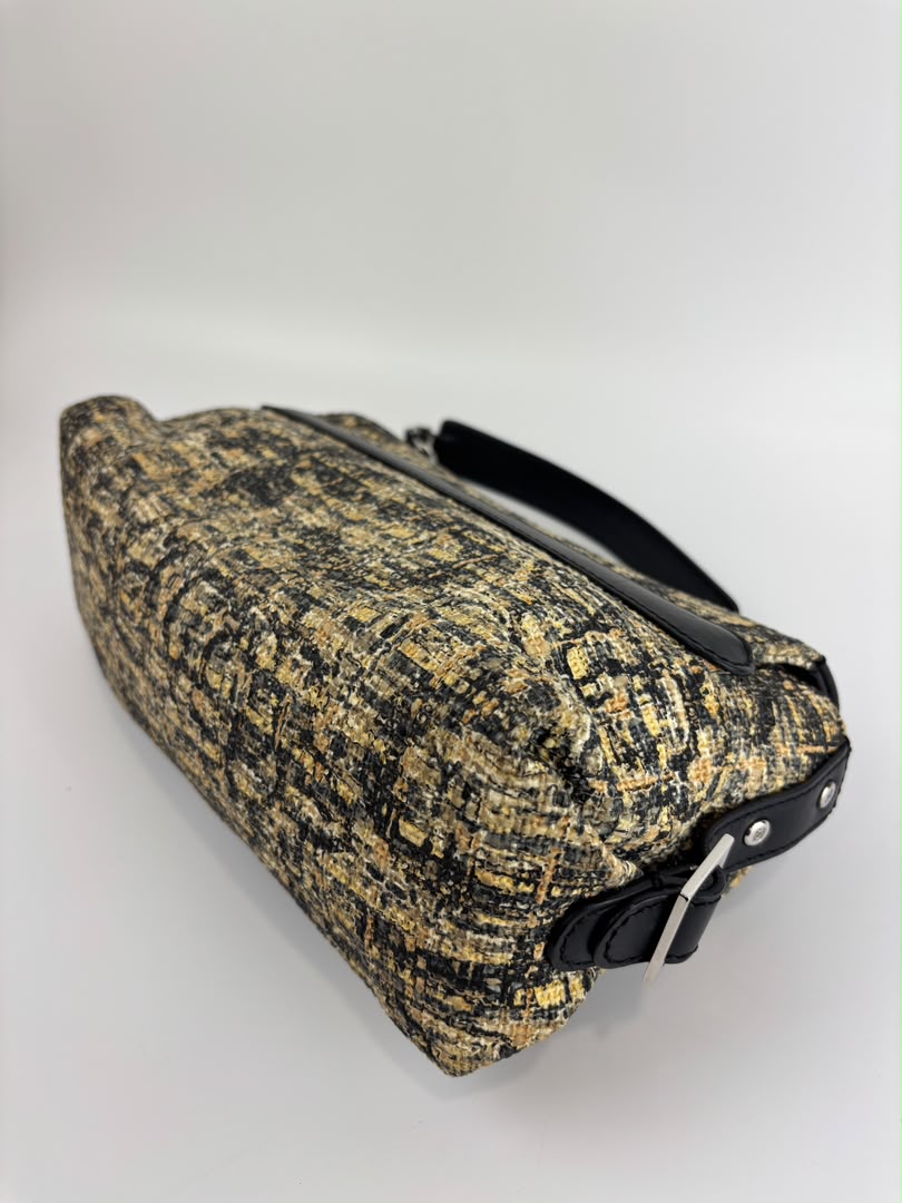 Watercolor Clover Painted Tweed Belted CC Medium Flap Bag SHW
