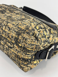 Watercolor Clover Painted Tweed Belted CC Medium Flap Bag SHW