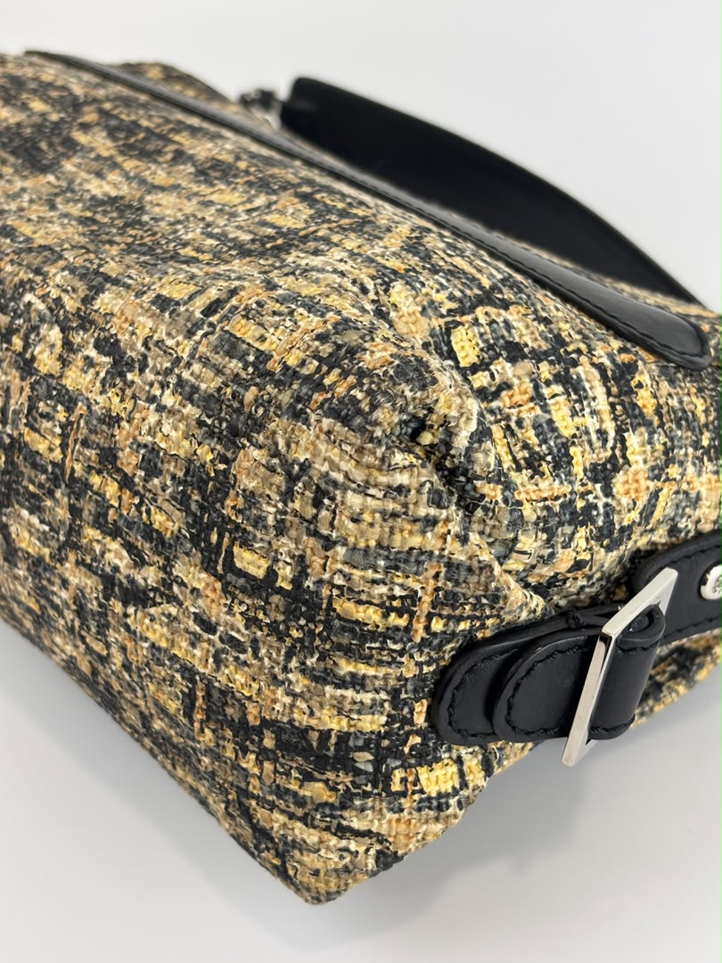 Watercolor Clover Painted Tweed Belted CC Medium Flap Bag SHW