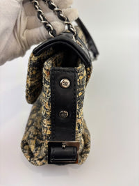 Watercolor Clover Painted Tweed Belted CC Medium Flap Bag SHW